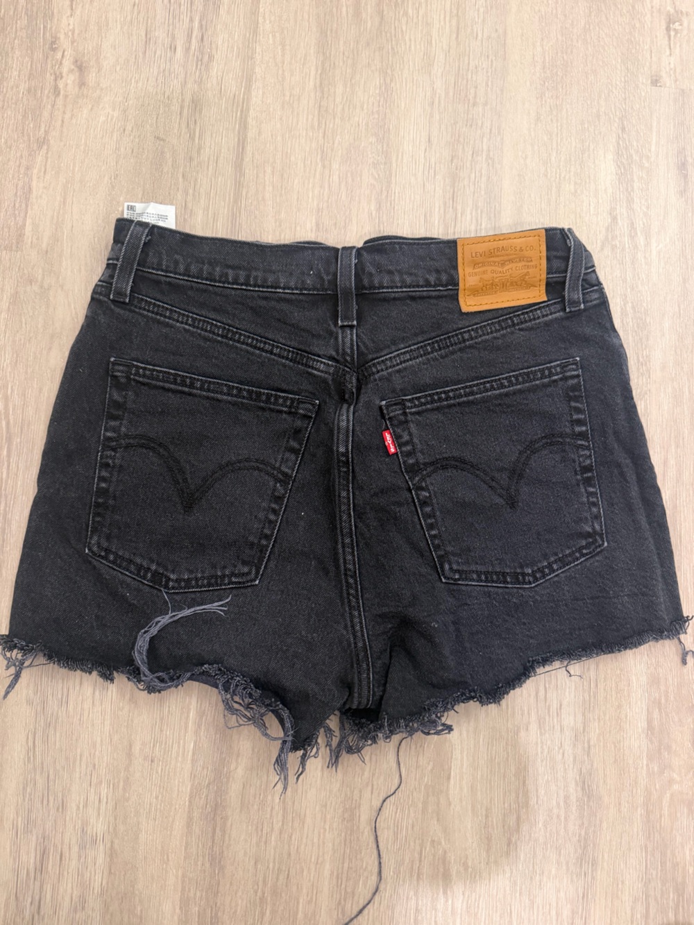 Levi's Black Distressed High-Rise Denim Shorts